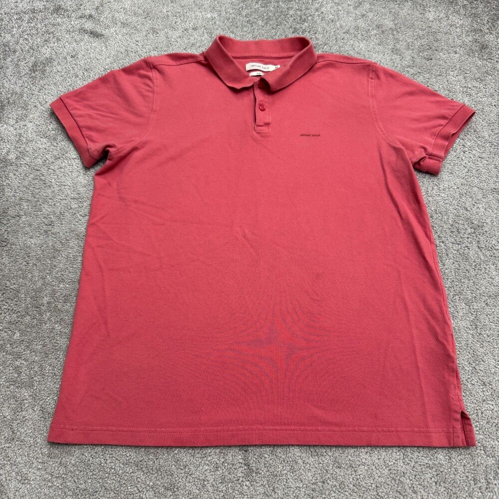 Arturo Calle Slim Fit Polo Shirt Mens XL Coral Red Short Sleeve Cotton Classic
